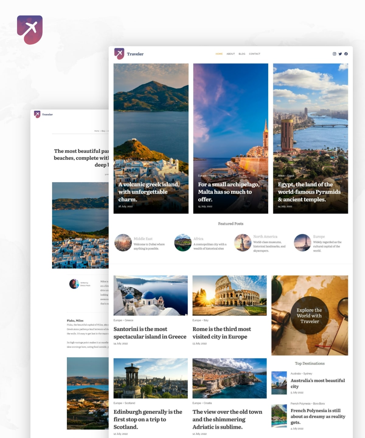 Traveler — Blog Website Template