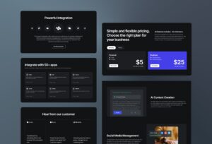 This SaaS dark theme template comes with 4 pages: Home
