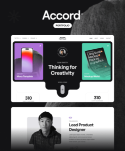 Accord is a stylish and contemporary portfolio template crafted specially for Framer & Figma. This template has a distinctive yet neat and minimalistic layout with abundant white space that puts your work in the spotlight.