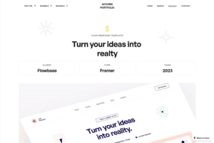 Accord is a stylish and contemporary portfolio template crafted specially for Framer & Figma. This template has a distinctive yet neat and minimalistic layout with abundant white space that puts your work in the spotlight.