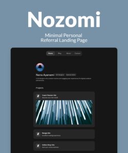 Nozomi is a personal reference page with a sleek