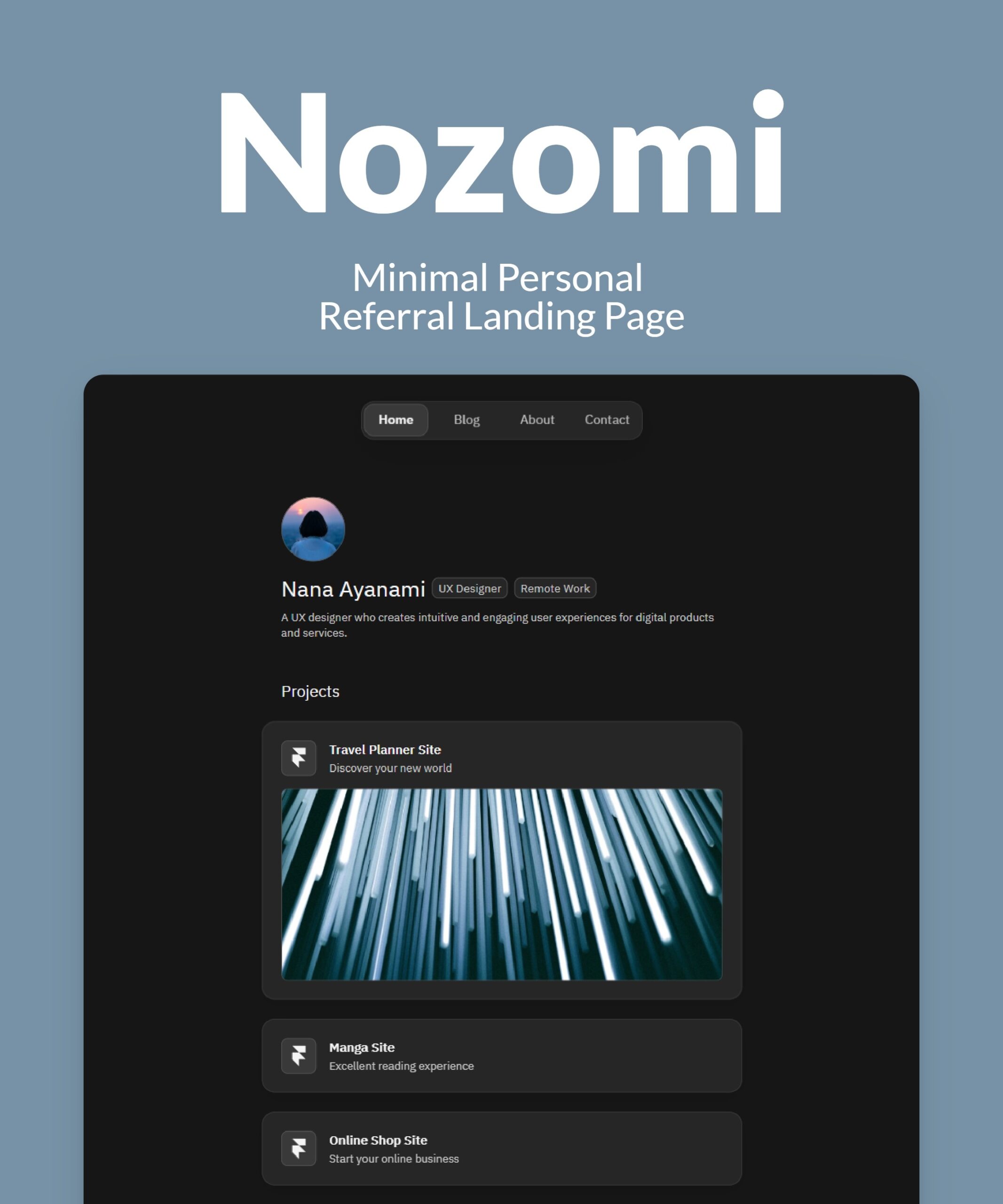 Nozomi — Personal Link Referral Landing Page